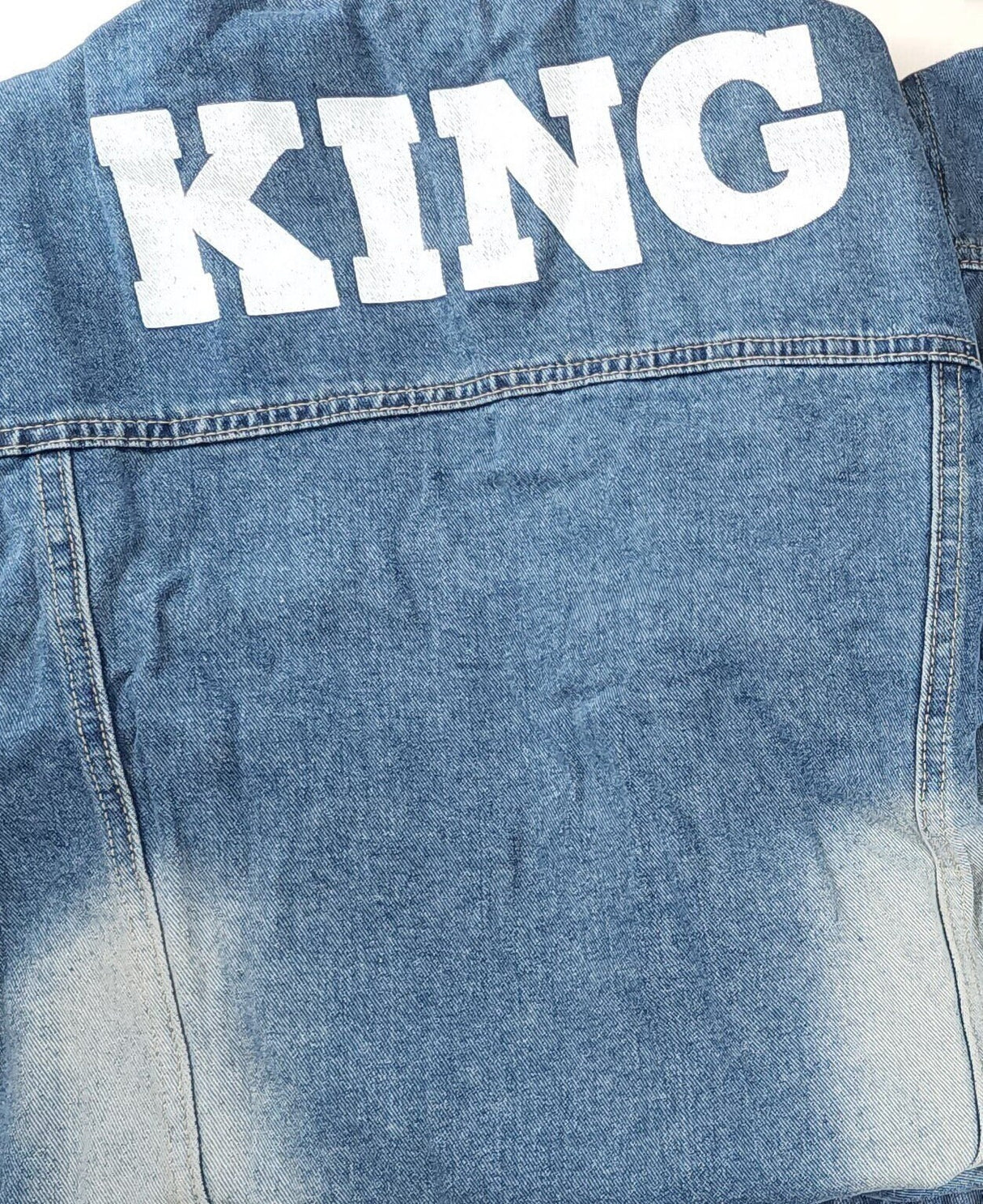 Matching Family Denim Jacket: Letter Print, King, Queen, 01