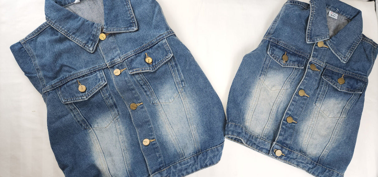 Matching Family Denim Jacket: Letter Print, King, Queen, 01