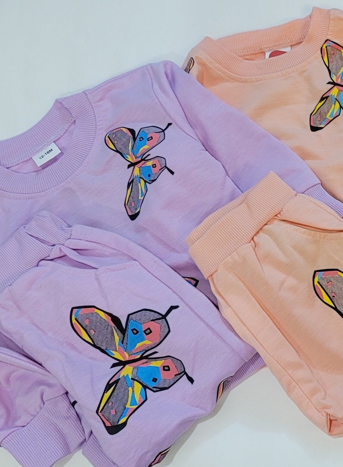 2pcs Butterfly Patterned Long-sleeve Set