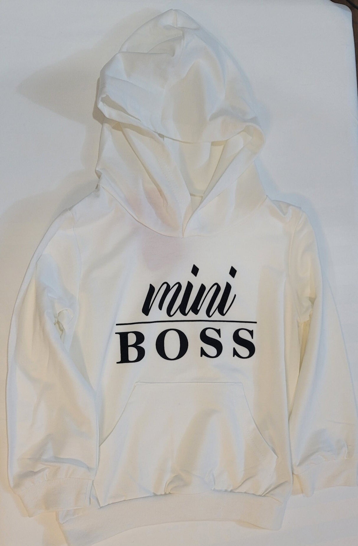 Matching Family Hoodies: White Letter Print Cotton-Blend Pullover