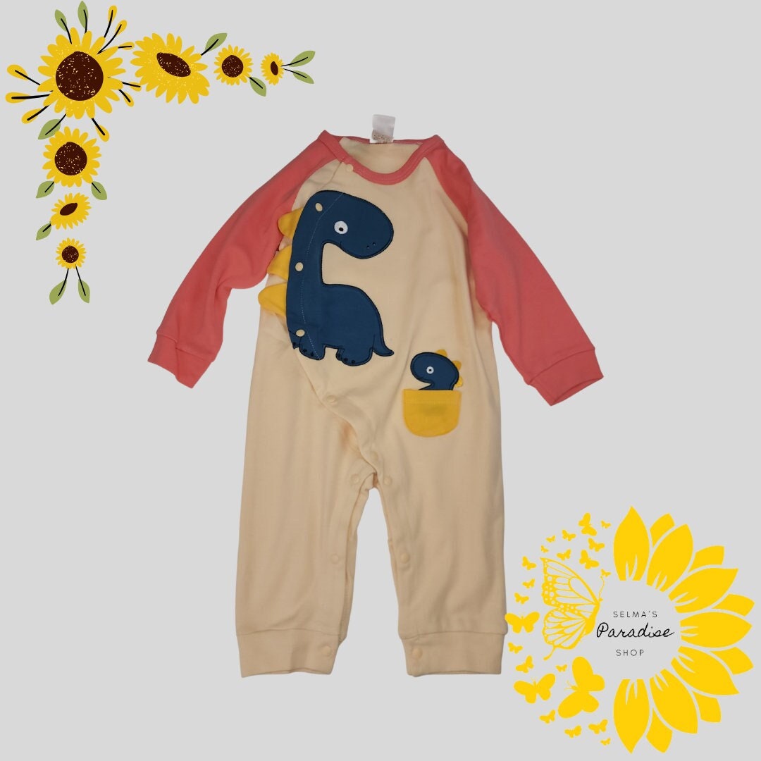 Vintage Style Cotton Baby Romper: Unisex Long Sleeve Pajamas