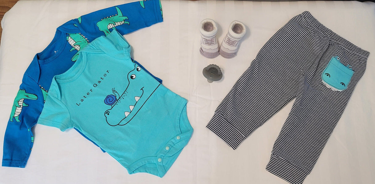 3pcs gator baby clothes later gator boys set baby gift boys blue onesie coming home outfit boys stripe pants vintage baby clothes.jpg