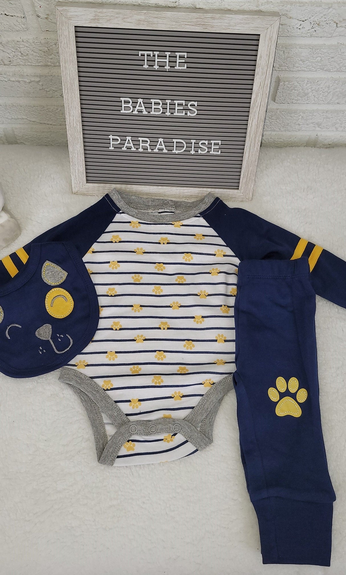 Baby Clothes 3pcs, Doggy Paw Design