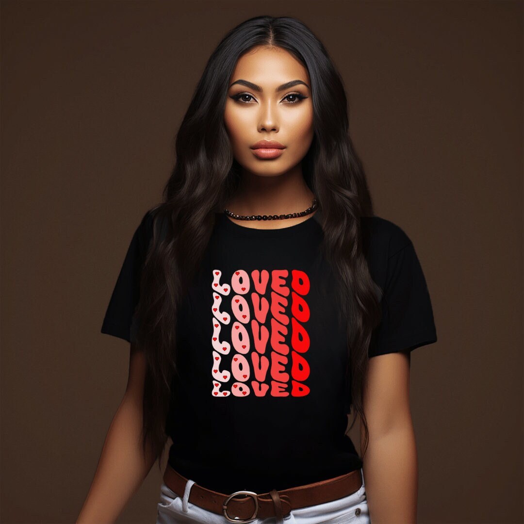 Valentine Custom T-Shirt Unisex Loved Design Graphic Printed Casual Short Sleeve Trendy Tee