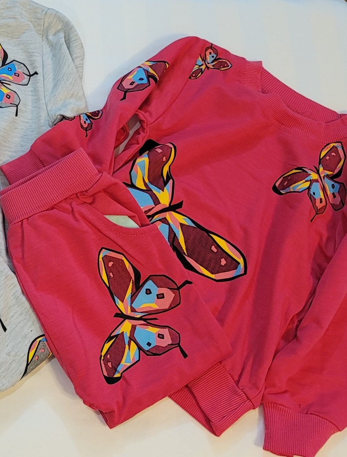2pcs Butterfly Patterned Long-sleeve Set