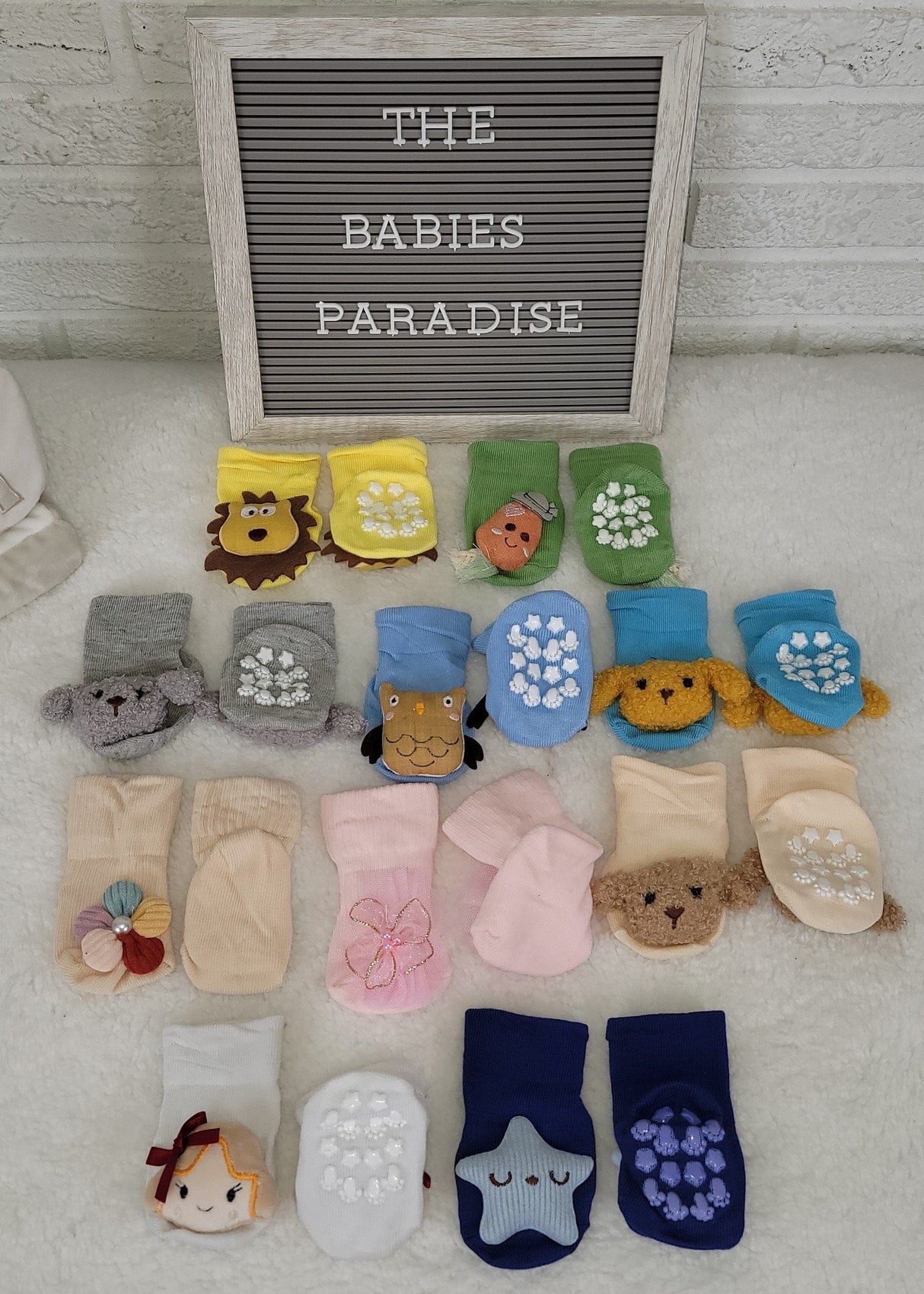 Organic Cotton Grip Baby Socks: Character Anti-Slip Socks