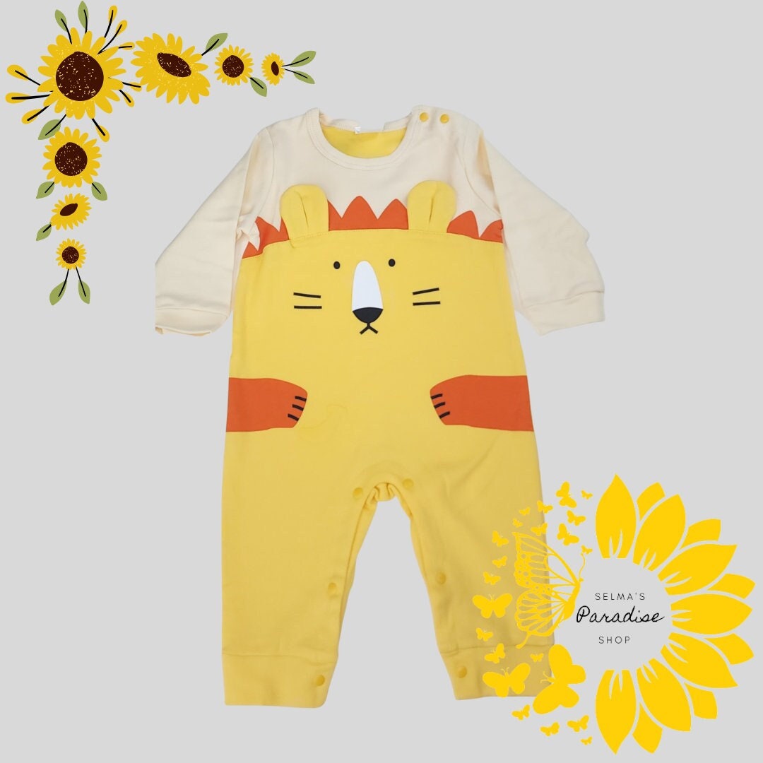 Vintage Style Cotton Baby Romper: Unisex Long Sleeve Pajamas