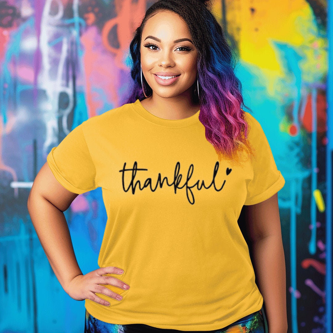 Thankful Embroidered Tee: Unisex Cotton-Poly Blend T-Shirt