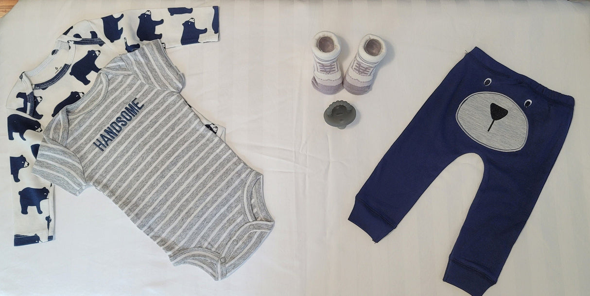 gray white stripes onesie bear pattern blue pants newborn baby onesies 6 months baby boys set baby shower gift baby clothes 3pcs.jpg