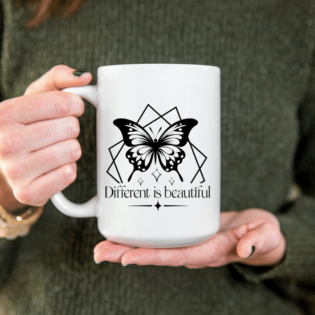 Personalized Butterfly Coffee Mug: Custom Ceramic Tea Cup (15 Oz)