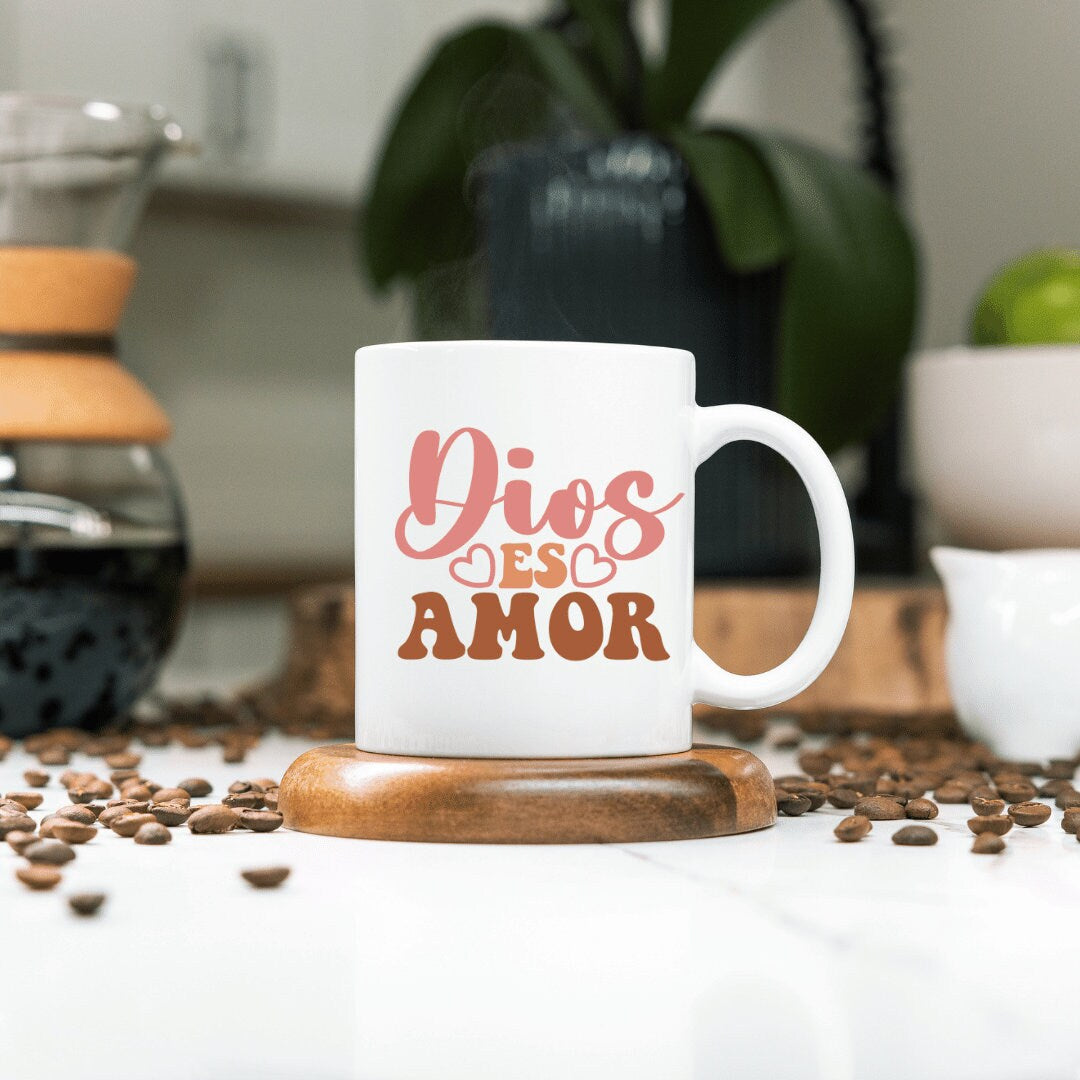 Dios Es Amor Spanish Coffee Mug: Personalized Ceramic Tea Cup, 15 oz