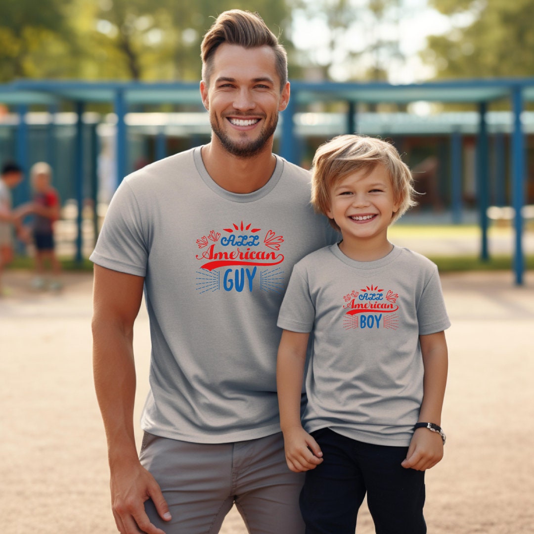 All American Guy/Boy Matching Family T-Shirt: Patriotic 4th of July Tee