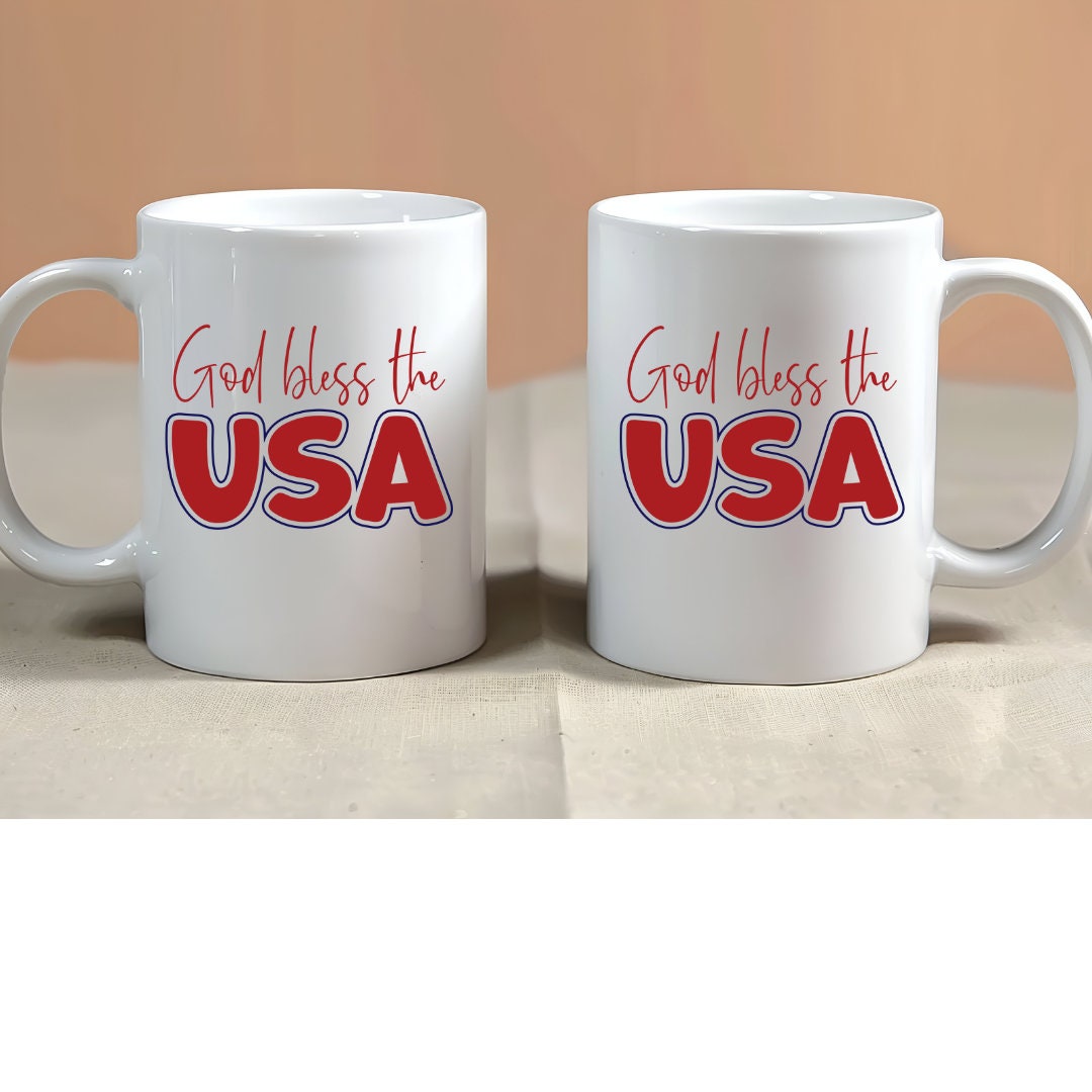 God Bless USA Coffee Mug: Personalized Patriotic Gift, 15oz Ceramic