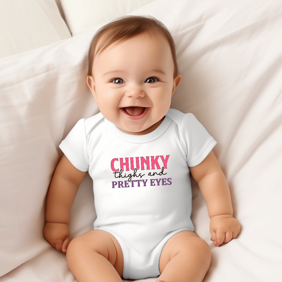 Chunky Thighs and Pretty Eyes Onesie, Personalized Baby Boy Bodysuit, Custom Baby Clothes, Shower Gift, for Boys