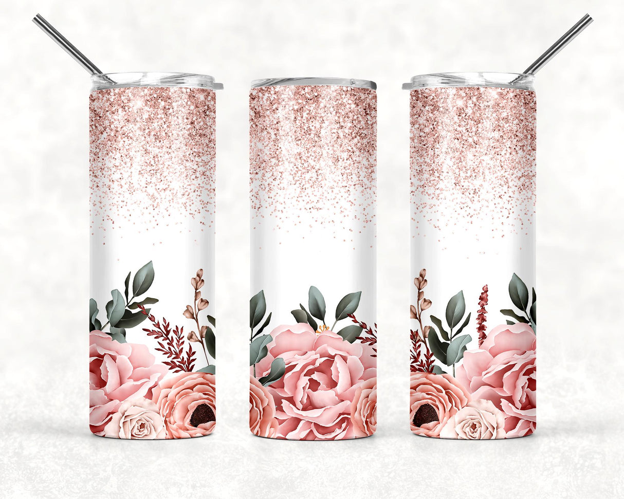 Personalized Floral Stainless Steel Tumbler: Custom 20oz Insulated Coffee Cup
