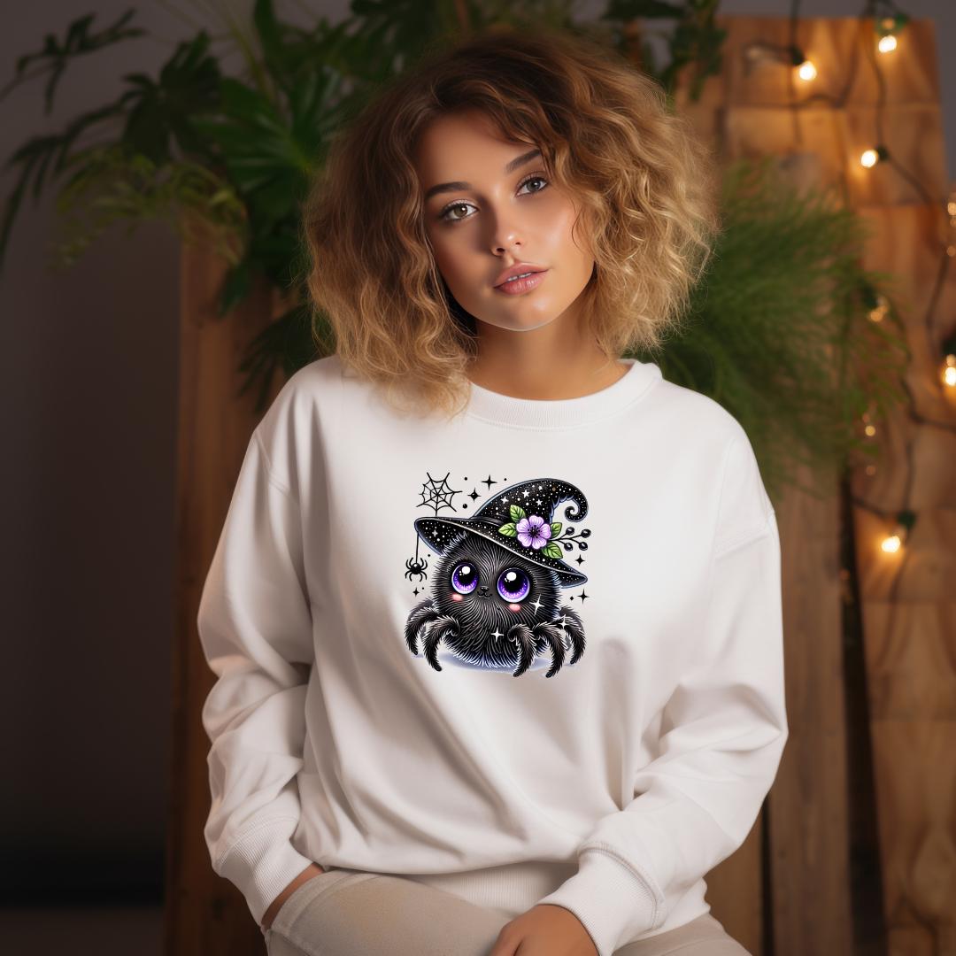 Pumpkin Design Fall Sweatshirt, Witchy Halloween Graphic Long Sleeve Pullover, Unisex Cozy Seasonal Top