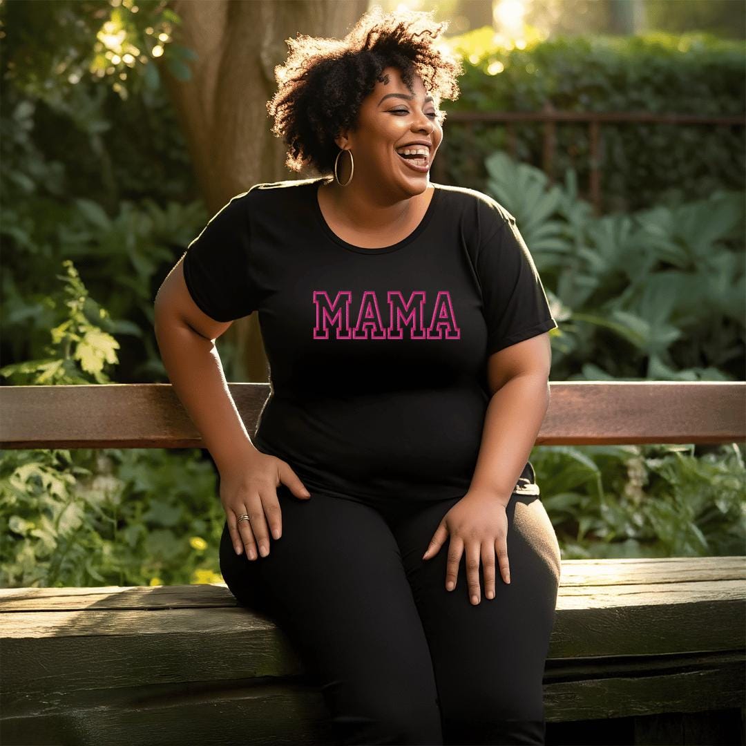 Embroidered Mama T-Shirt: Retro 70s Mom Life Tee
