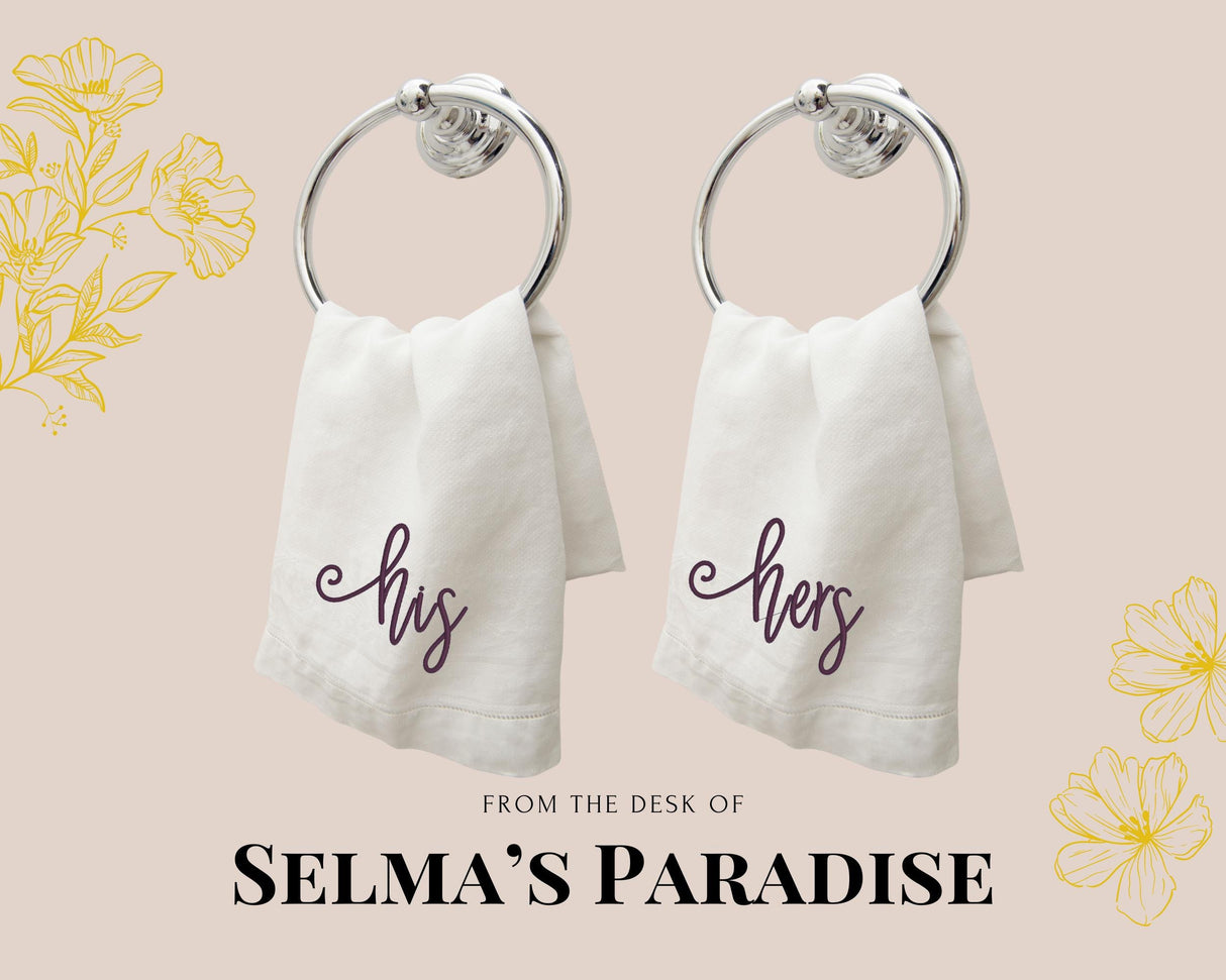 His & Hers Embroidered Hand Towels: Personalized Cotton-Poly Blend