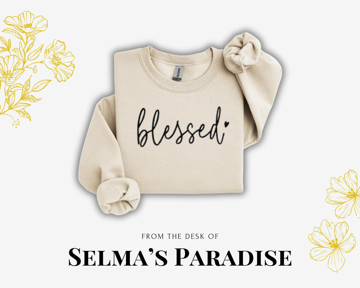 Embroidered 'Blessed' Sweatshirt: Unisex Cozy Pullover