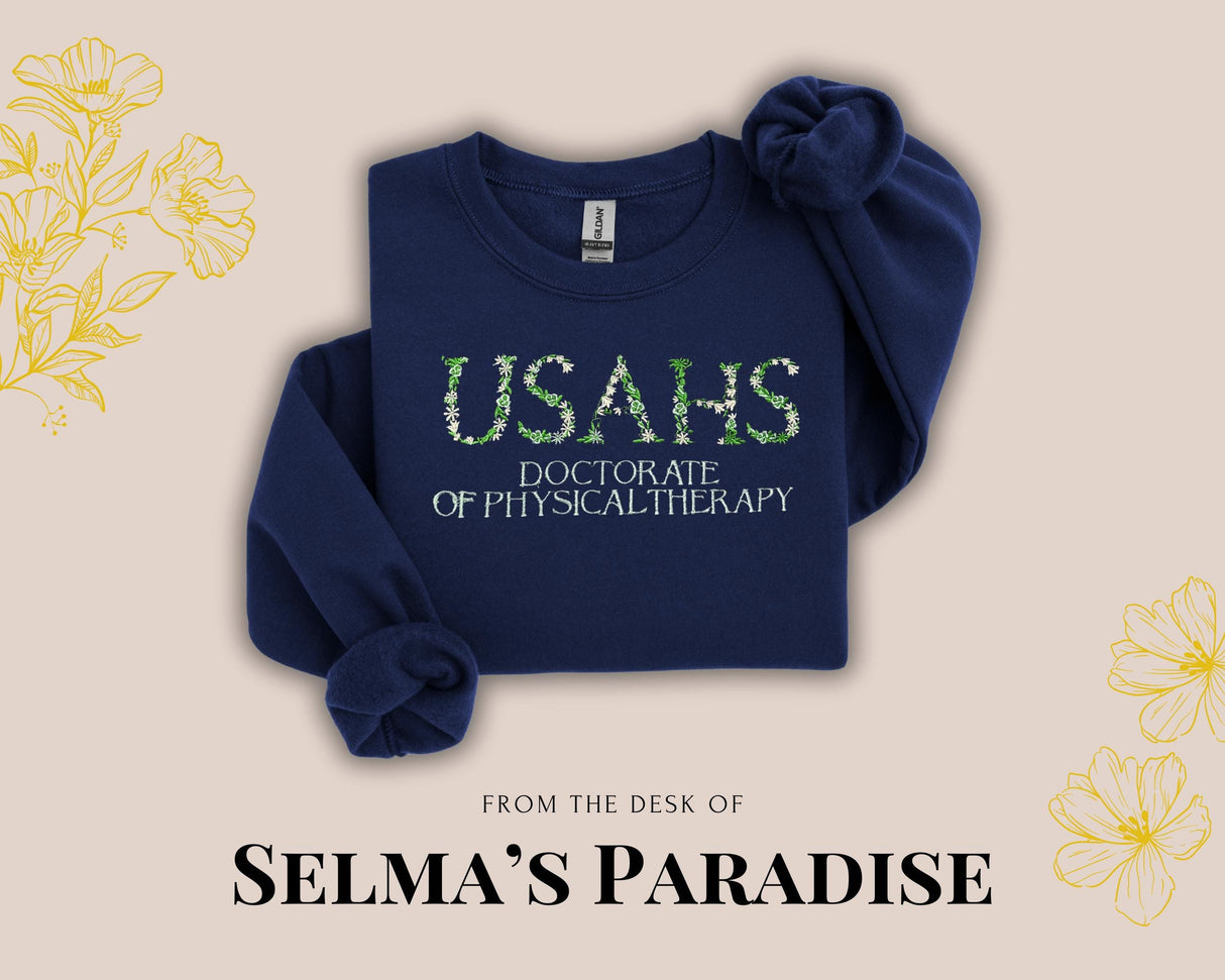 Personalized Embroidered Floral Crew-Neck Sweatshirt, NSU Psychology Long Sleeve College Sweater, Unisex Casual Pullover