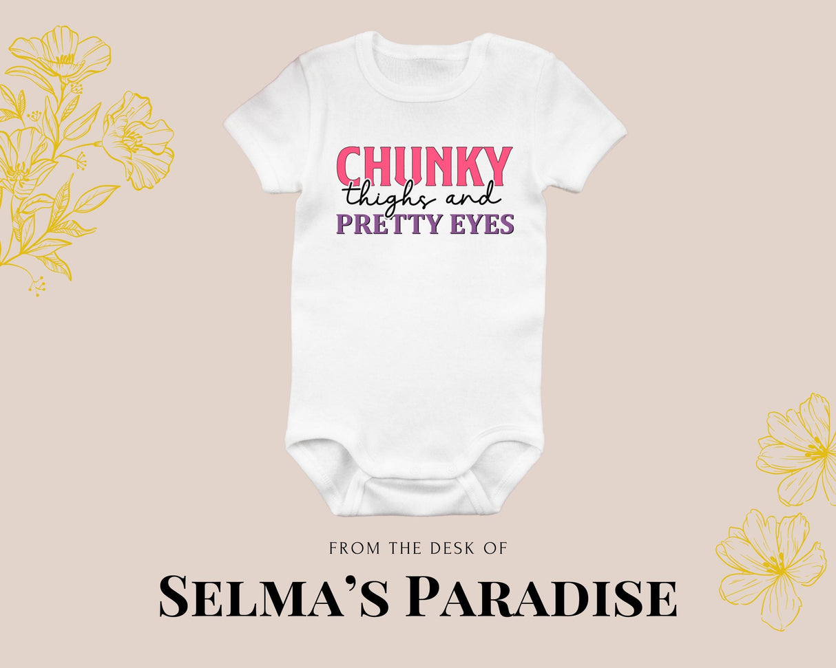 Chunky Thighs and Pretty Eyes Onesie, Personalized Baby Boy Bodysuit, Custom Baby Clothes, Shower Gift, for Boys