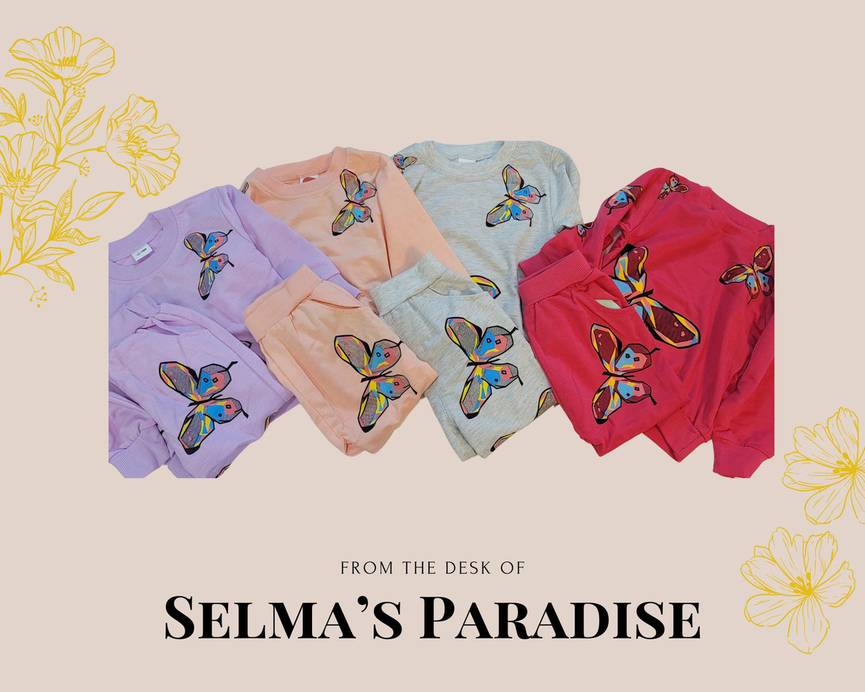 2pcs Butterfly Patterned Long-sleeve, Baby Girl Set, Butterfly Set, Pink Girls Set, Gray Girls Set, Purple Girl Set, Girls Trendy Clothes