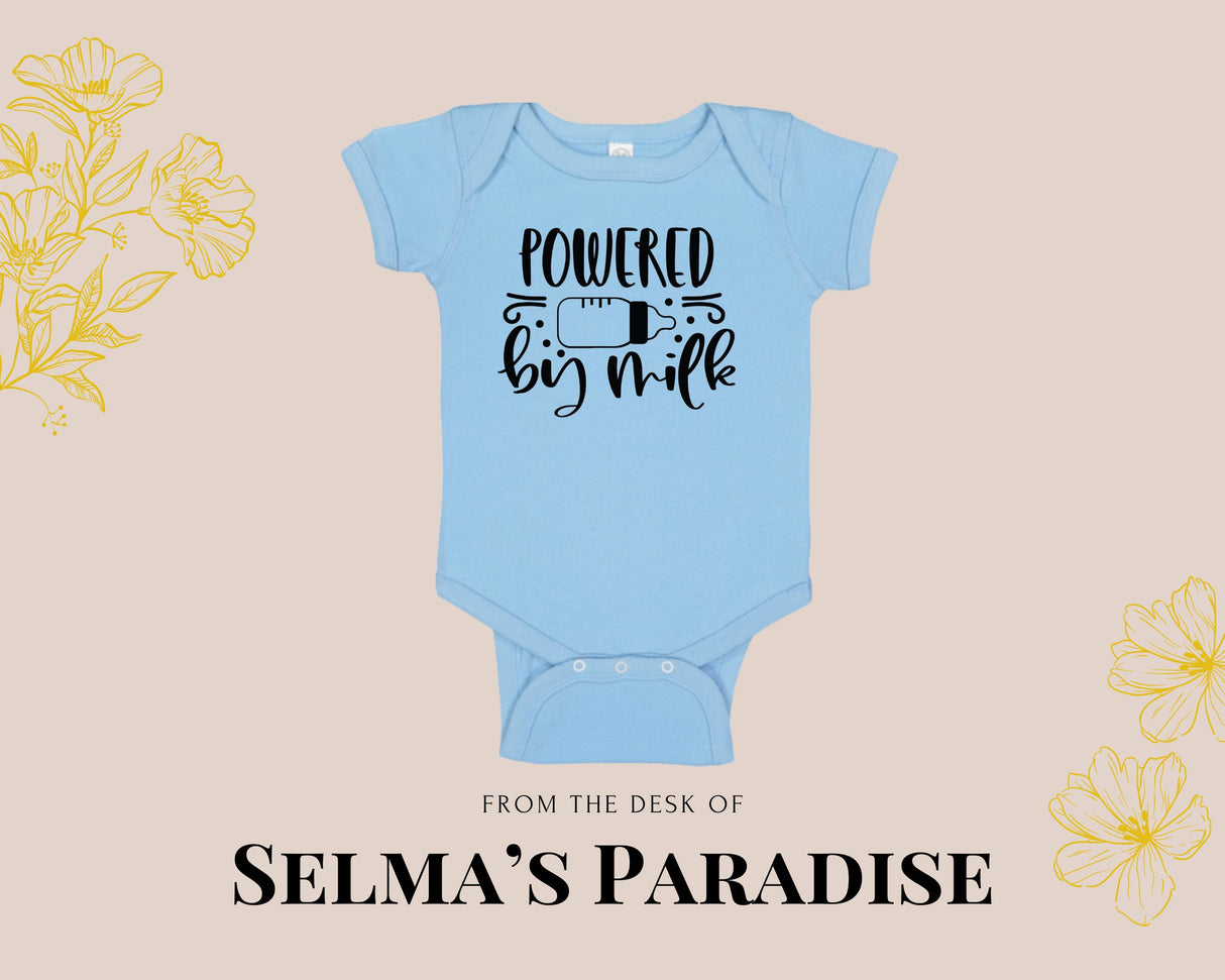 Power By milk Design Onesie, Custom Bodysuit, Trendy Baby Onesie, Personalized Onesie, Baby Shower gift, Unisex Baby Onesie, Stylish Onesie