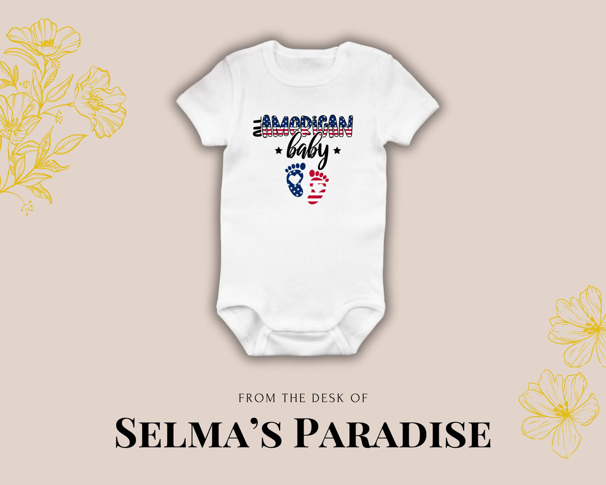 All-American Baby Onesie: Personalized Cotton Bodysuit