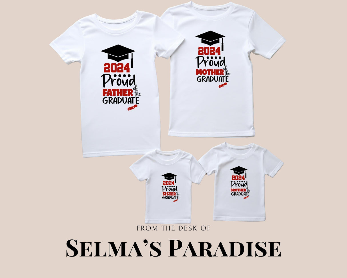 Proud Graduate Family T-Shirt, College Grad Shirt, Matching Short Sleeve Stylish School Graduation Shirts