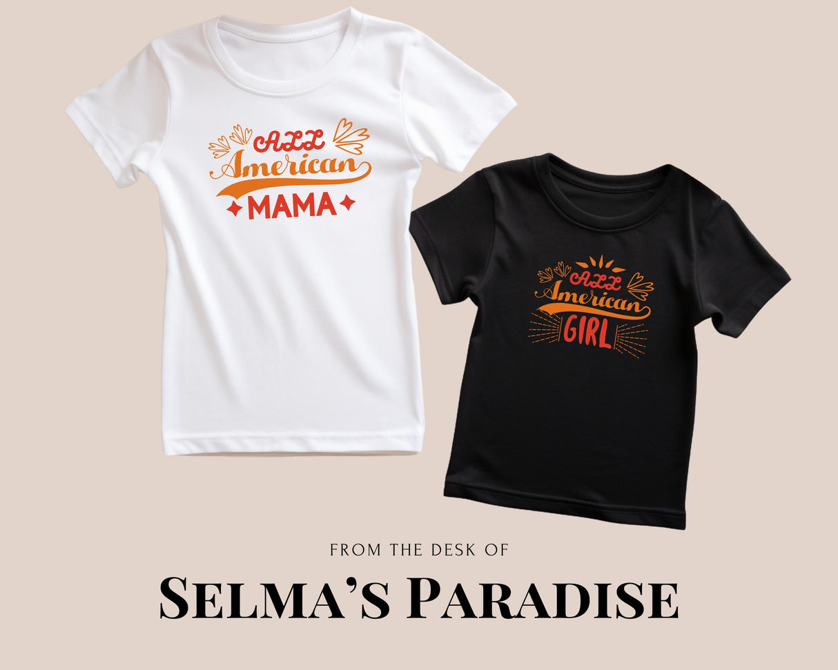 Matching Patriotic T-Shirts: All American Mom & Girl Holiday Tees