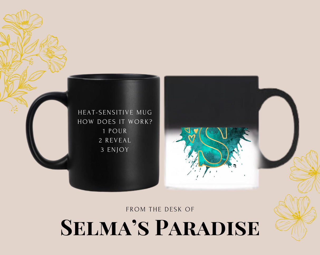 S Design, Gold Trim Personalized Mugs, Custom Coffe-Tea Cup, Birthday Gift, Gift for Her or Him, Anniversary, for any Gift Occasions.