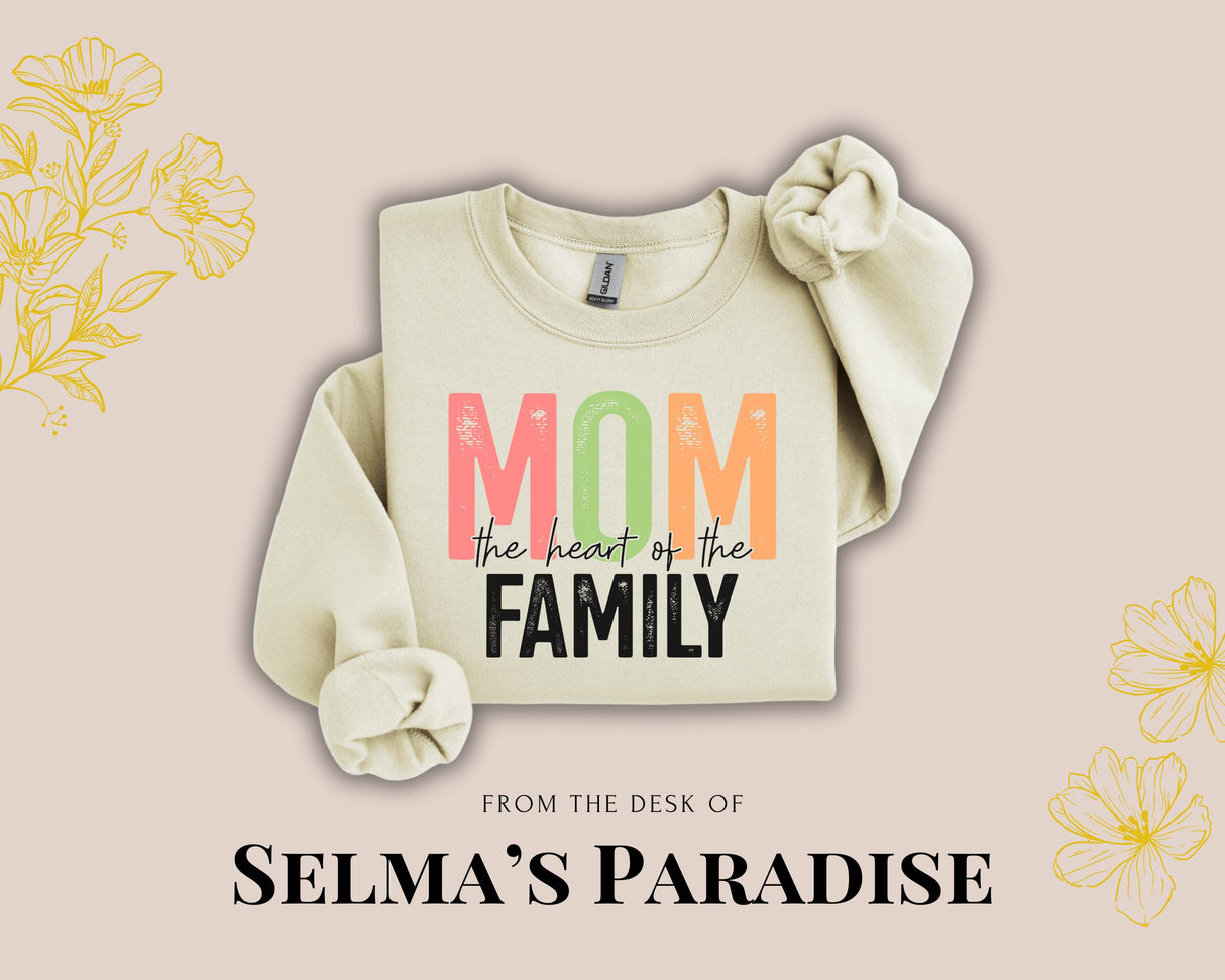 Personalized Mom Sweatshirt: Heart of the Family Crewneck