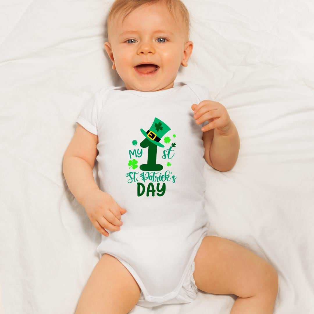 Personalized St. Patrick's Day Baby Onesie: Lucky Clover Bodysuit