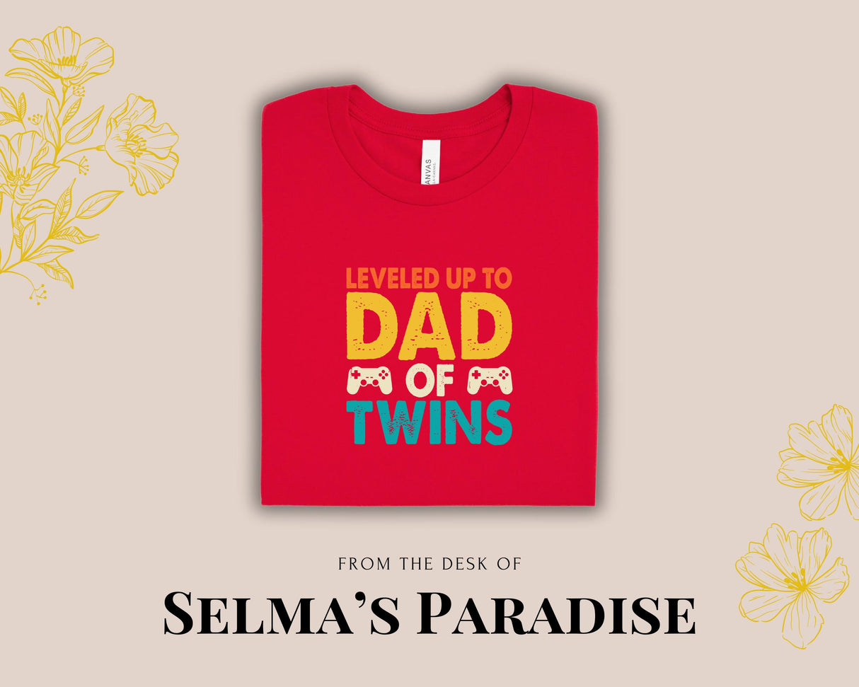 Dad of Twins, T-Shirt, Graphic Tee for Fathers, New Twin Dads, Short Sleeve, Casual Holiday or Birthday Gift