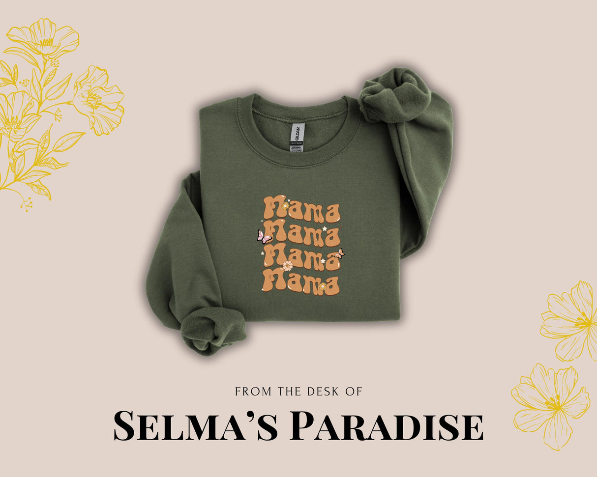 Personalized Mama, Custom Text Crewneck, Cozy Vintage Style Gift for Moms, Unisex Winter Sweatshirt