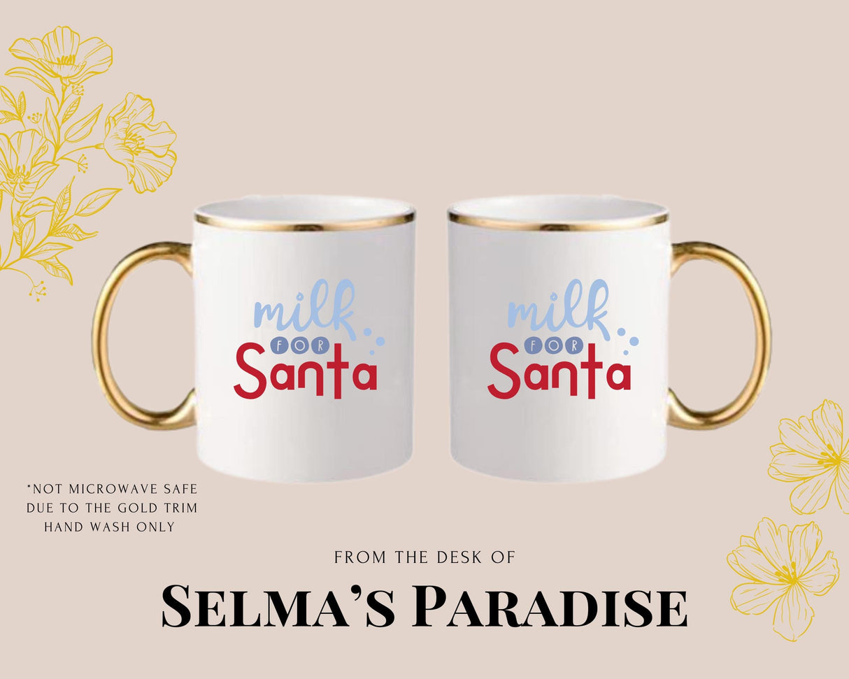 Milk for Santa, Christmas Design, Personalized Coffee Ceramic, Handmade, Mug Gift, Custom Kitchen Decor
