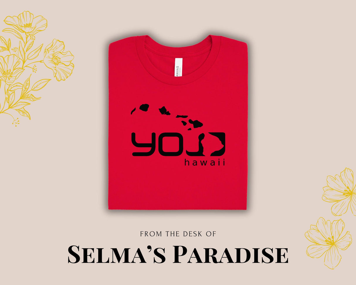 YOLO Hawaii T-Shirt, Letter Printed Tee, Personalized Oversized, Custom Short Sleeve, Casual Summer Top