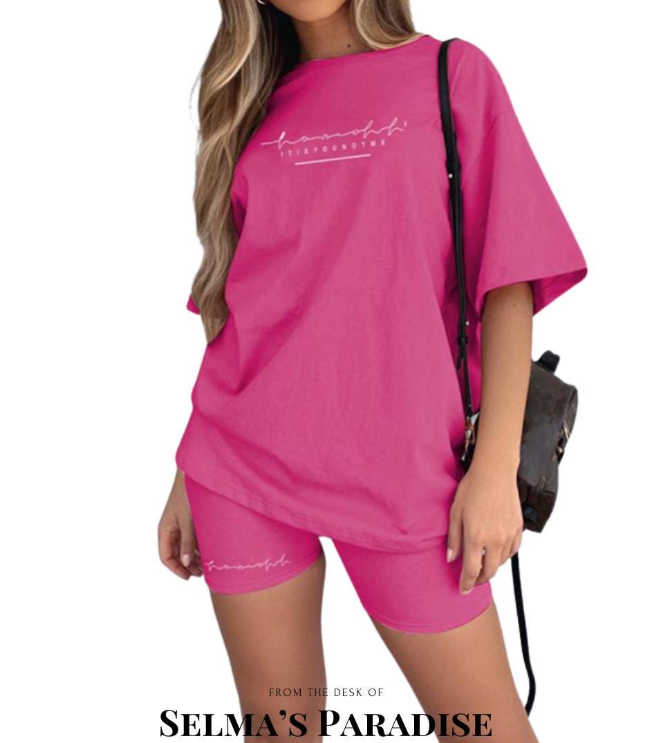 Women’s Casual 2 Piece Set, Comfy Sportswear, Letter Print T-Shirt and Capri Shorts, Athleisure, Summer, Activewear