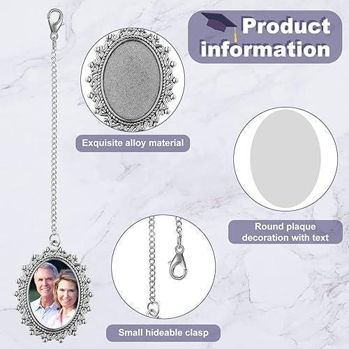 Graduation Cap Photo Charm Set 4 Pcs Oval Sublimation Tassel Charms for Class of 2025, DIY Picture Keepsake for Gown, Ceremony