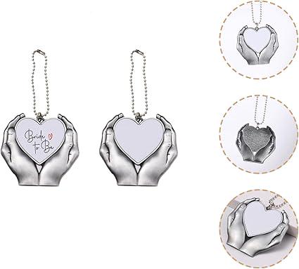 Blank Angel Wing Heart Pendant Car Rear-view Mirror Charm, Heat Transfer Pendant Blank for Personalized Gifts & Memorial Keepsakes