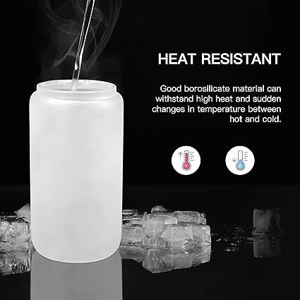 16oz Frosted Glass Tumbler with Bamboo Lid & Straw – Sublimation Beer Can Glass Blank for Iced Coffee, Juice, or Custom Drinkware