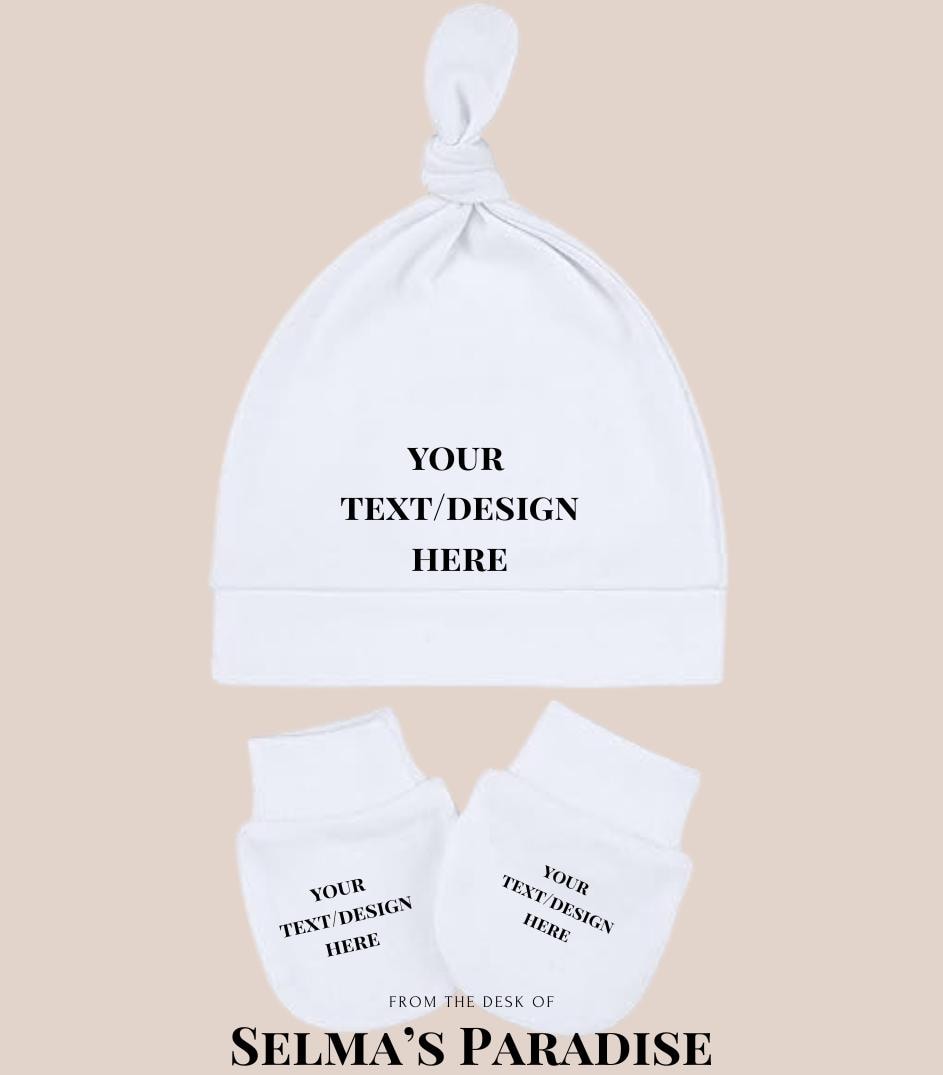 Baby Hat & Mittens Set – White Sublimation Blanks for Newborns (0–4 Months), Infant Beanie and Gloves Set for Personalization (2 Sets)