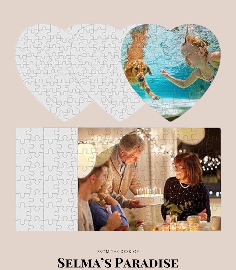 Puzzle Set – A5 Heart & Rectangle Jigsaw Puzzles for Heat Press Printing, Photo Crafts for Graduation, Wedding and Birthday Gifts