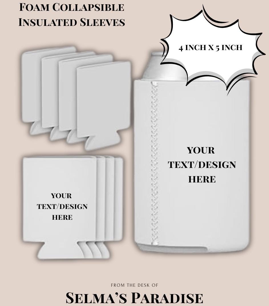 Can Coolers – Foam Collapsible Insulated Sleeves Beer, Soda and Water Bottles, Parties Wedding Favors