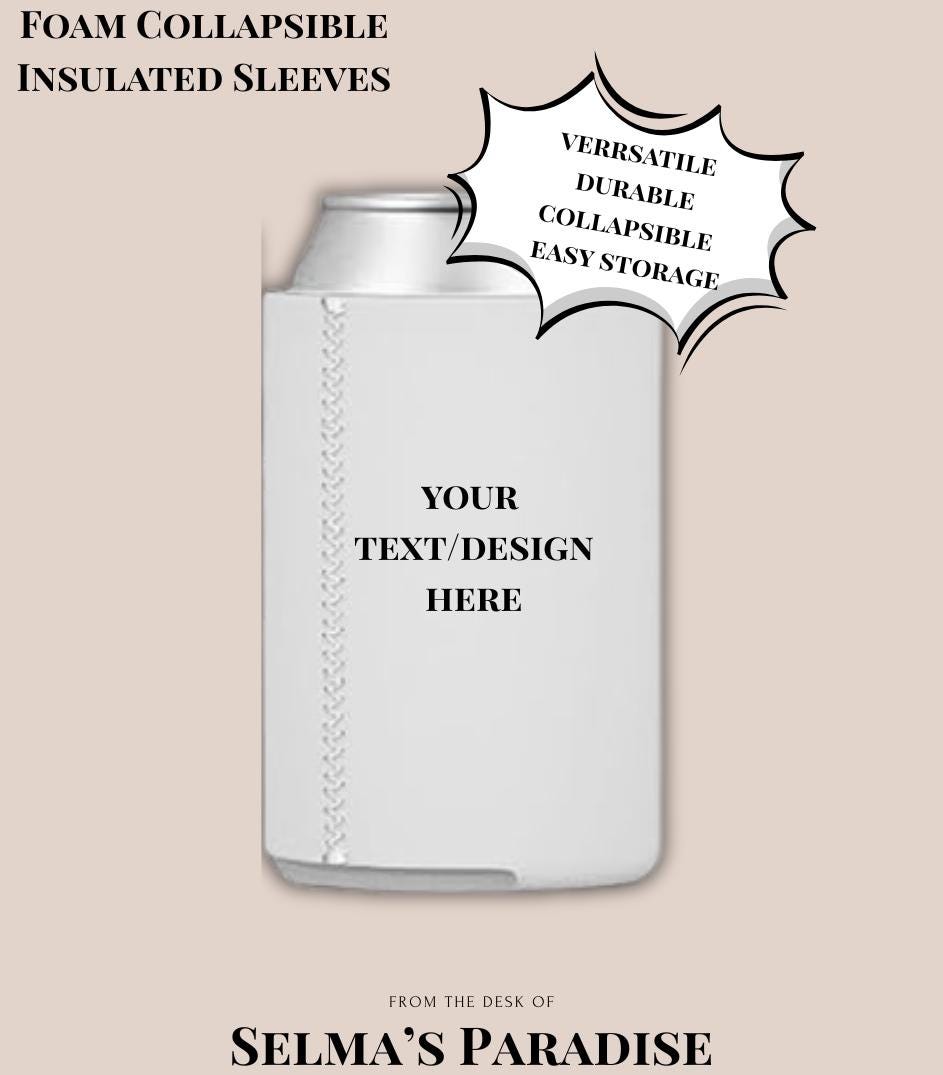 Can Coolers – Foam Collapsible Insulated Sleeves for Beer, Soda and Water Bottles Vinyl Blanks for, Parties and Wedding Favors