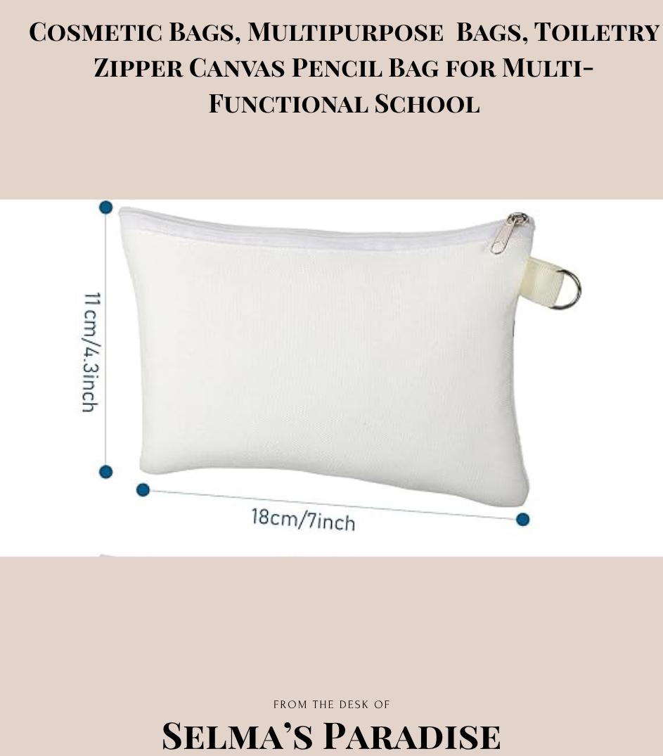 Blank Canvas Cosmetic Bags – Zipper Pouch, Vinyl & Heat Transfer | Multipurpose Makeup, Pencil, or Travel Toiletry Bag Blanks