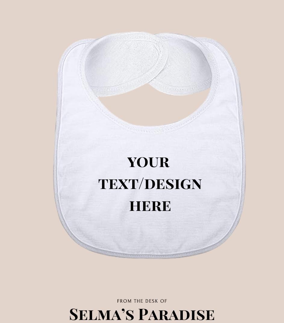 White Baby Bibs – Washable & Reusable Fabric Decorating, Embroidery, Vinyl, or Sublimation | Soft Infant Bib Blanks