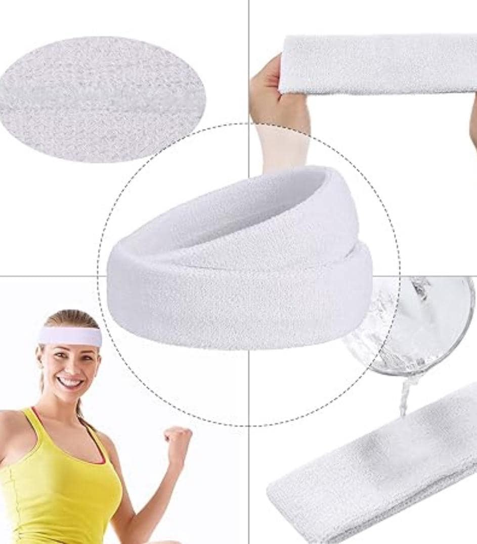 Sports Headbands for Men & Women Moisture Wicking Terry Cloth Sweatbands Running, Basketball, Yoga, Tennis, Gym Workouts