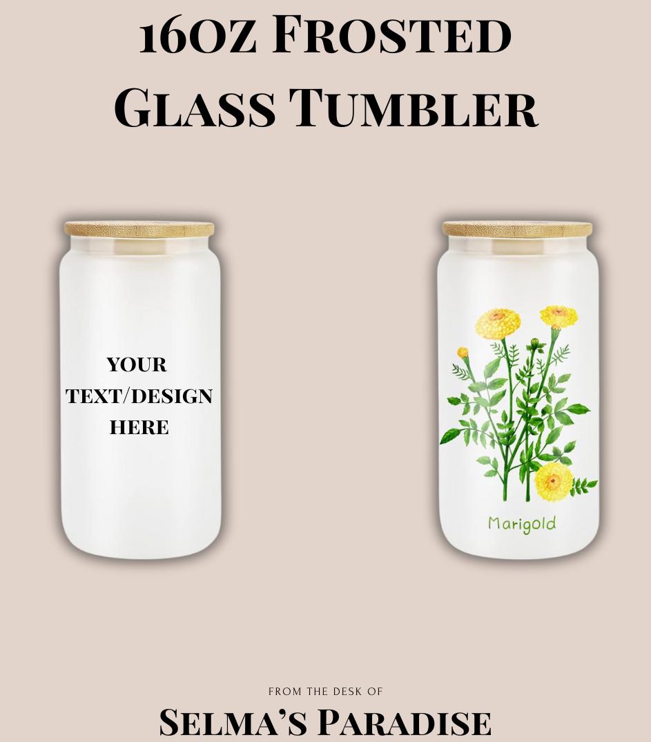 16oz Frosted Glass Tumbler with Bamboo Lid & Straw – Sublimation Beer Can Glass Blank for Iced Coffee, Juice, or Custom Drinkware
