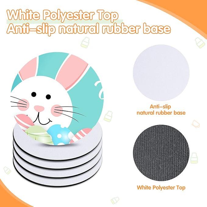 Blank Round Cup Mat – Rubber Sublimation Coaster for Heat Press Printing Drink Coaster Blanks for Personalized Gifts & Crafts